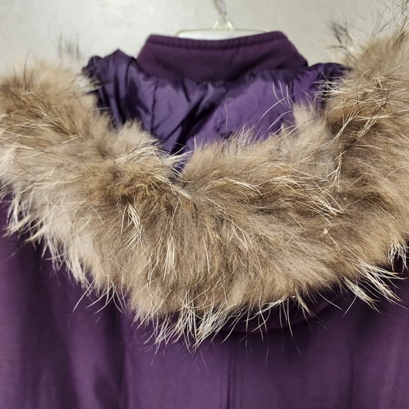Bromley Sport Purple Puffer Parka Jacket w/Racoon Fur Trim Detachable Hood Sz 2X - Picture 5 of 10
